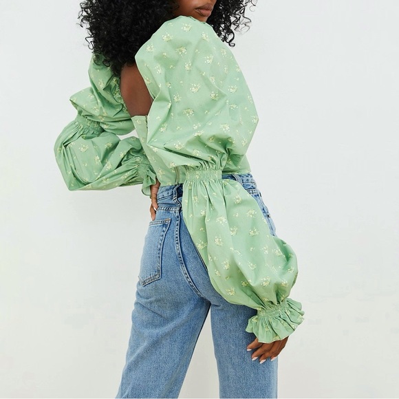 House of CB 'Millicent' Olive Floral Cropped Corset Top - Picture 3 of 6